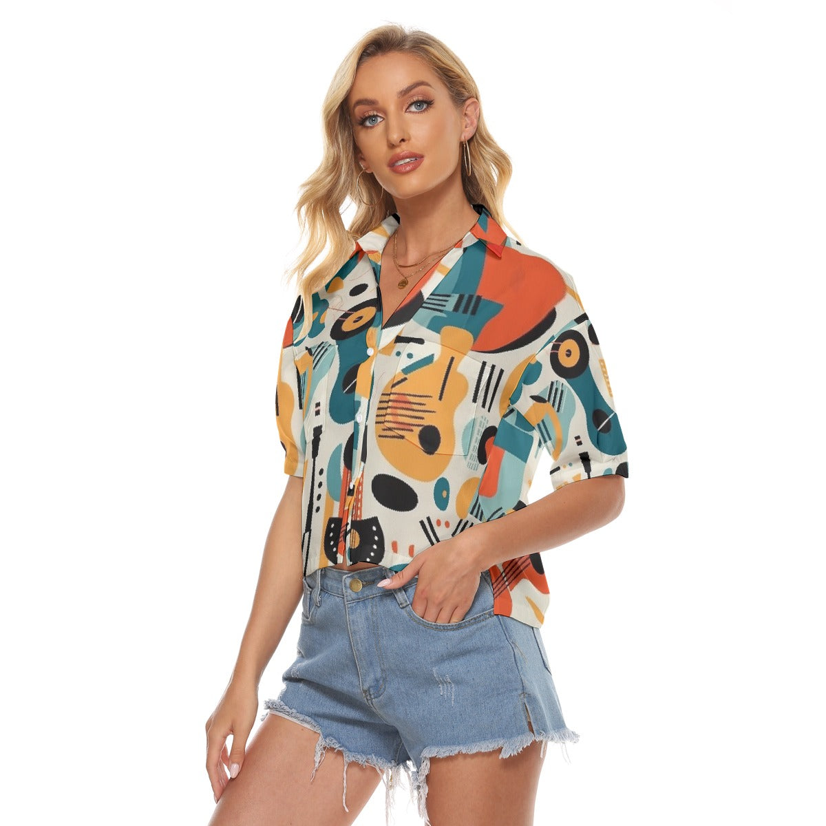 All-Over Print Women's V-neck Shirts