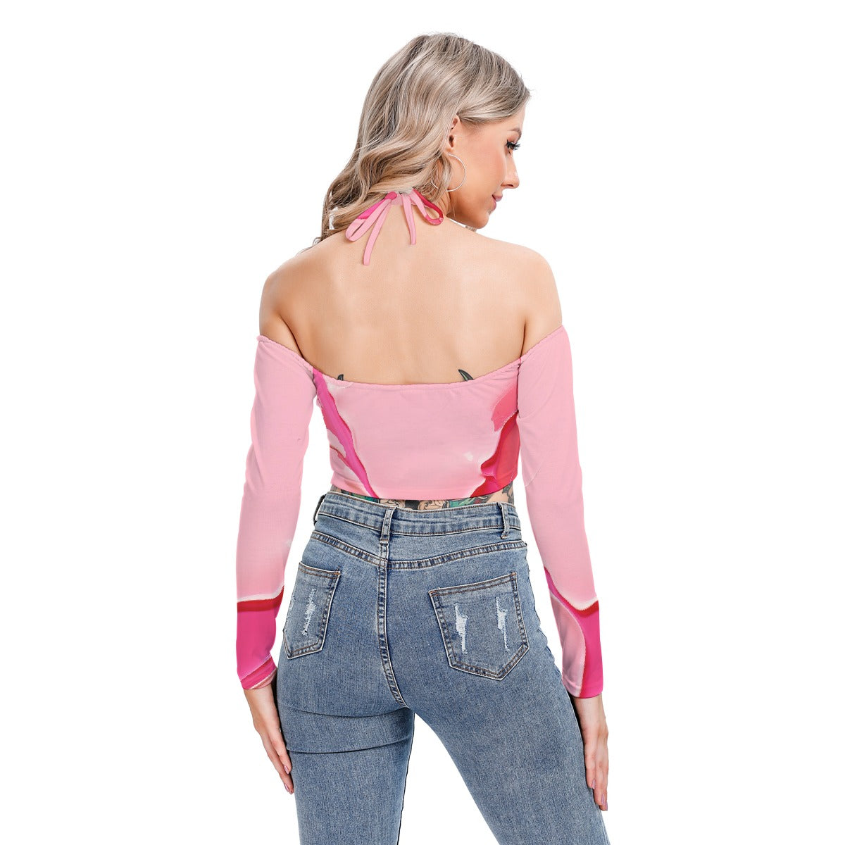 All-Over Print Women's Halter Lace-up Top