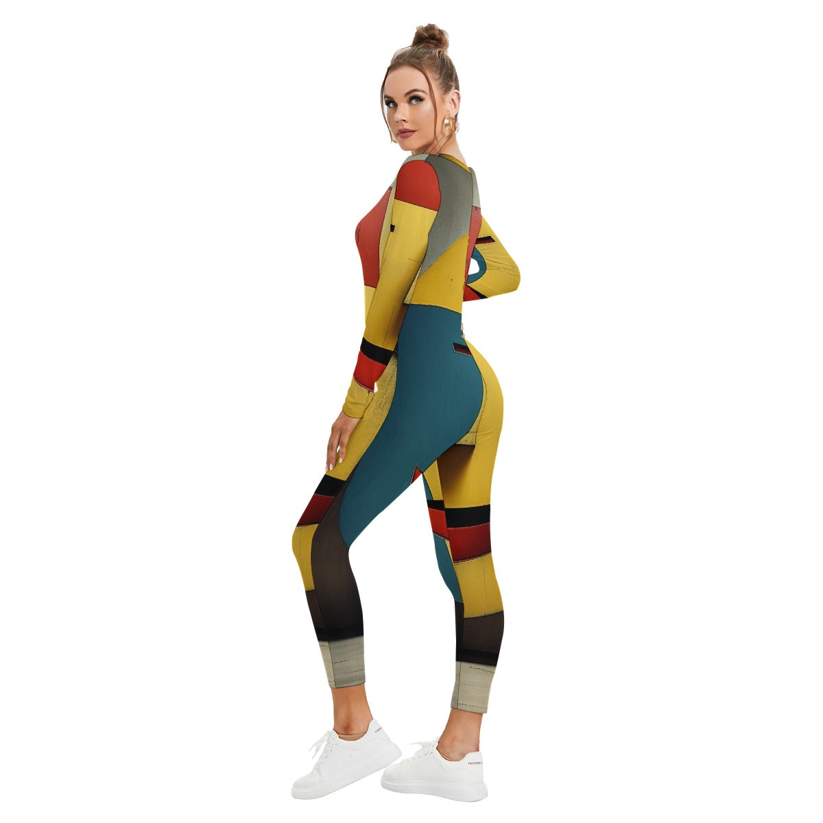 All-Over Print Women's Plunging Neck Jumpsuit