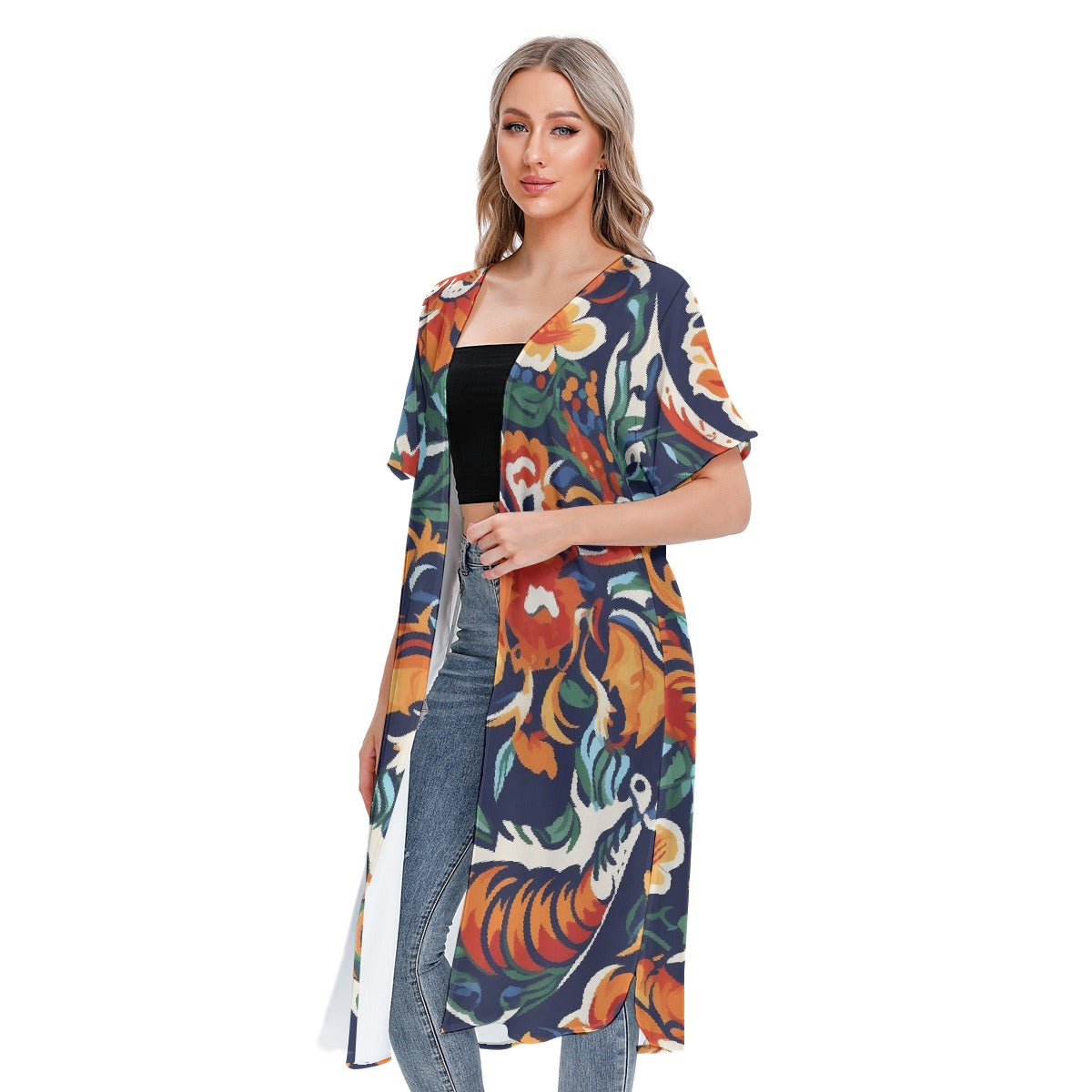 All-Over Print Women's Short Sleeve Cardigan