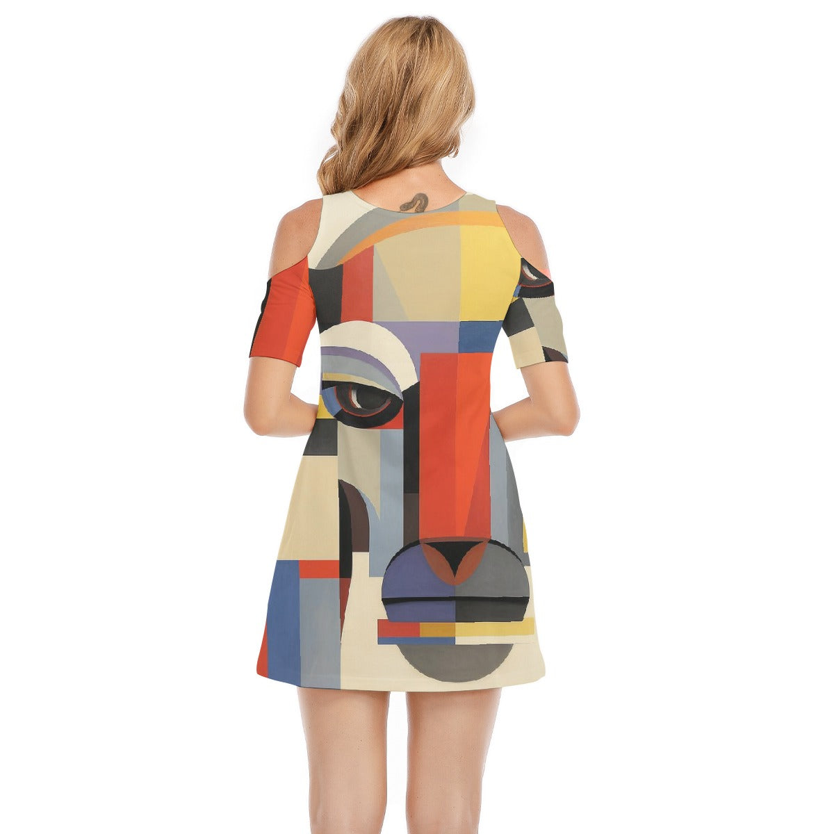 All-Over Print Women's Cold Shoulder Dress | 190GSM Cotton