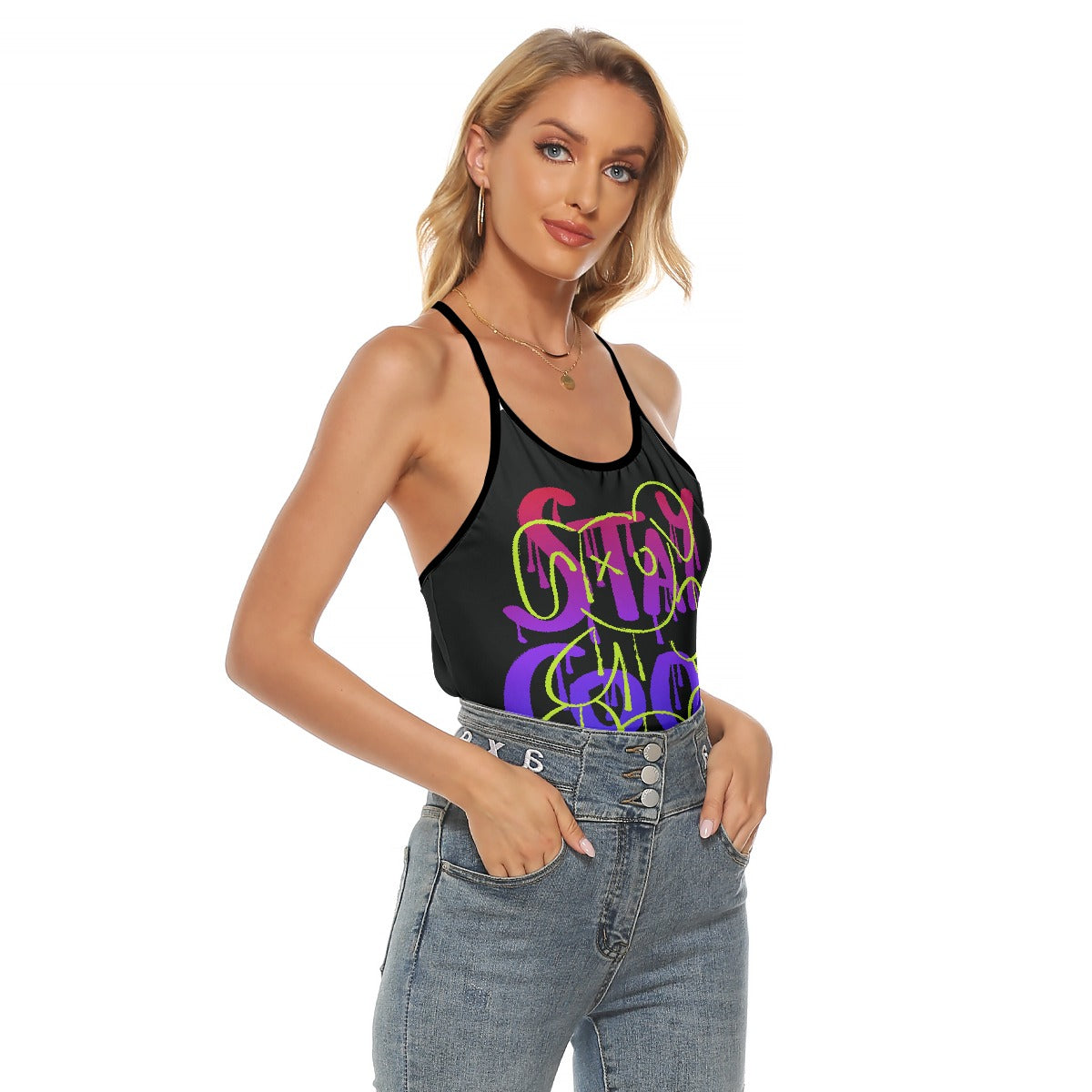 All-Over Print Women's Criss-Cross Open Back Tank Top