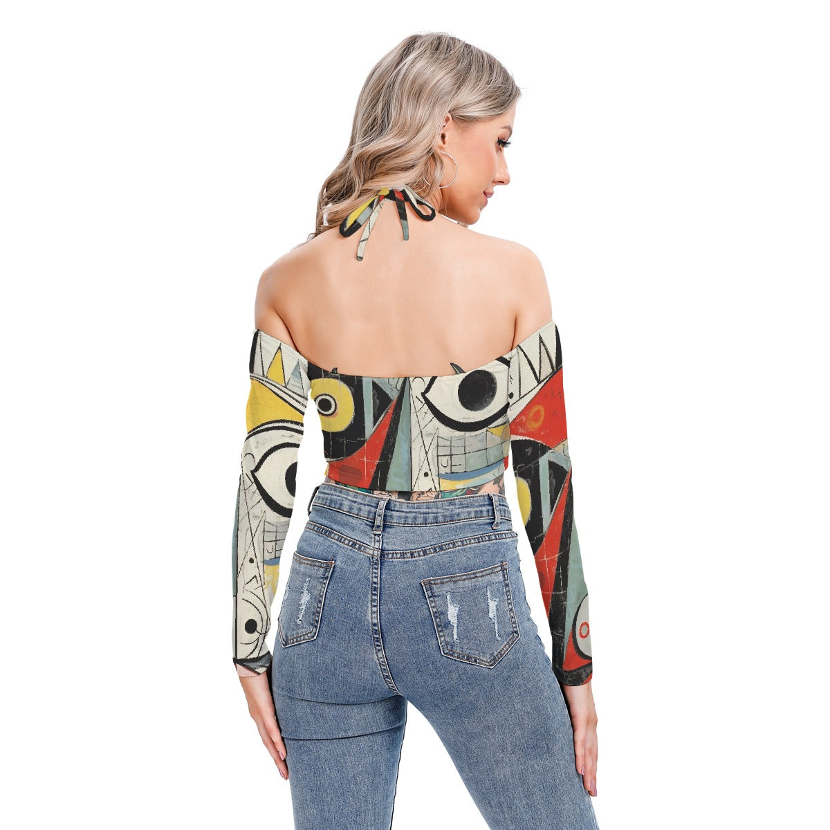 All-Over Print Women's Halter Lace-up Top