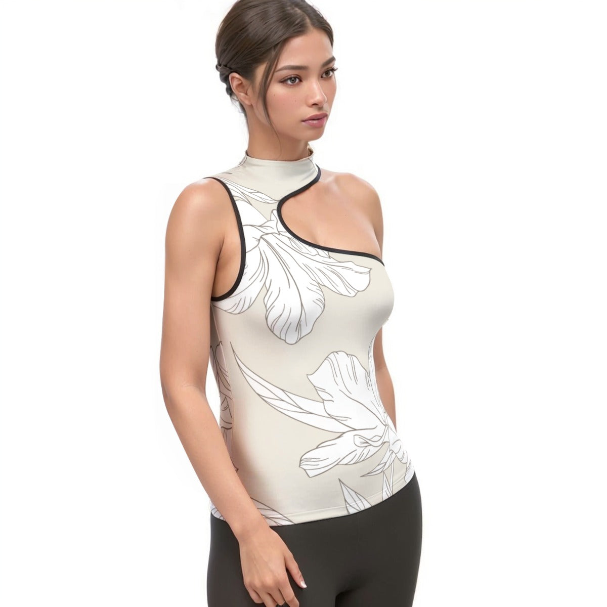 All-Over Print Women's Halter Sleeveless Asymmetrical Tank Top