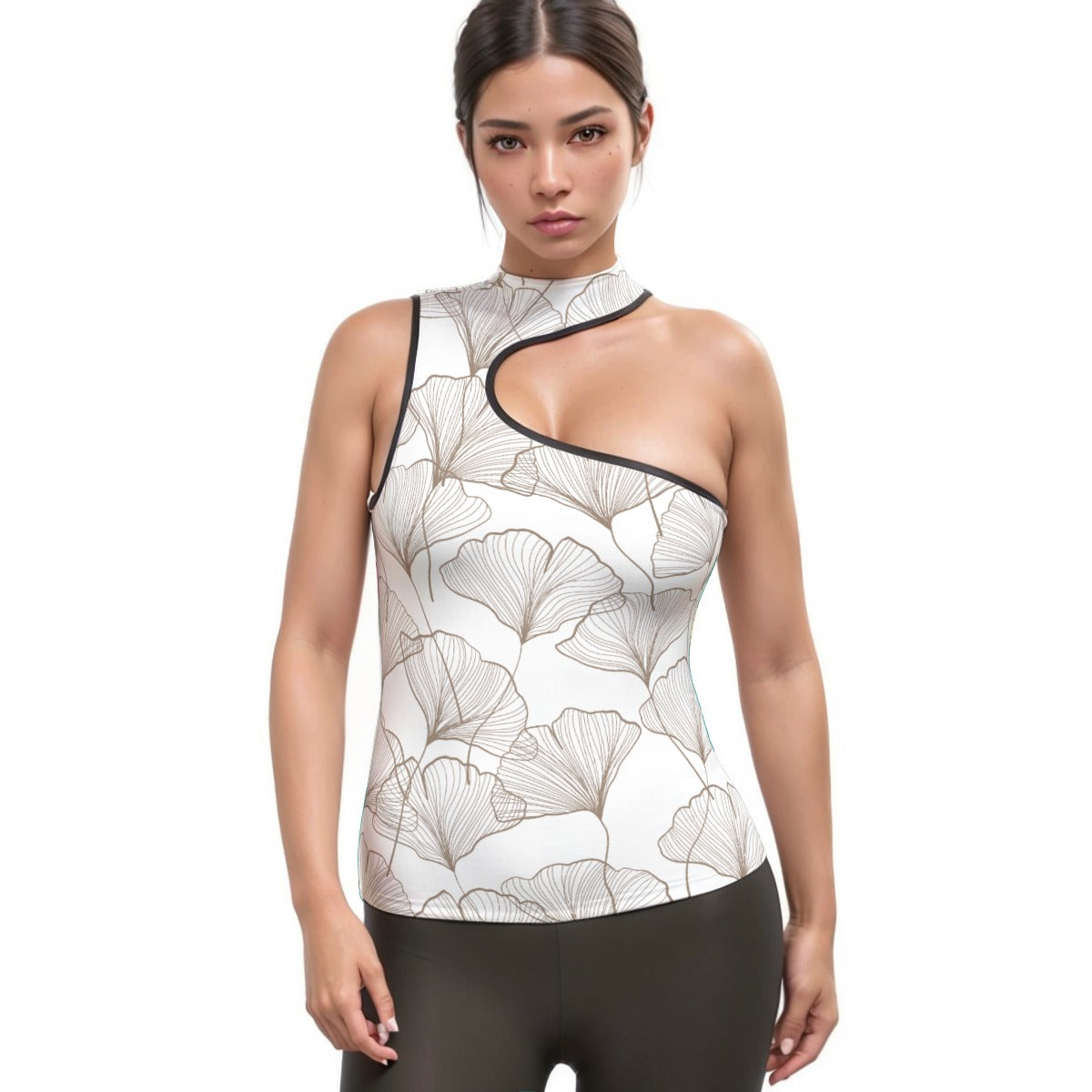 All-Over Print Women's Halter Sleeveless Asymmetrical Tank Top