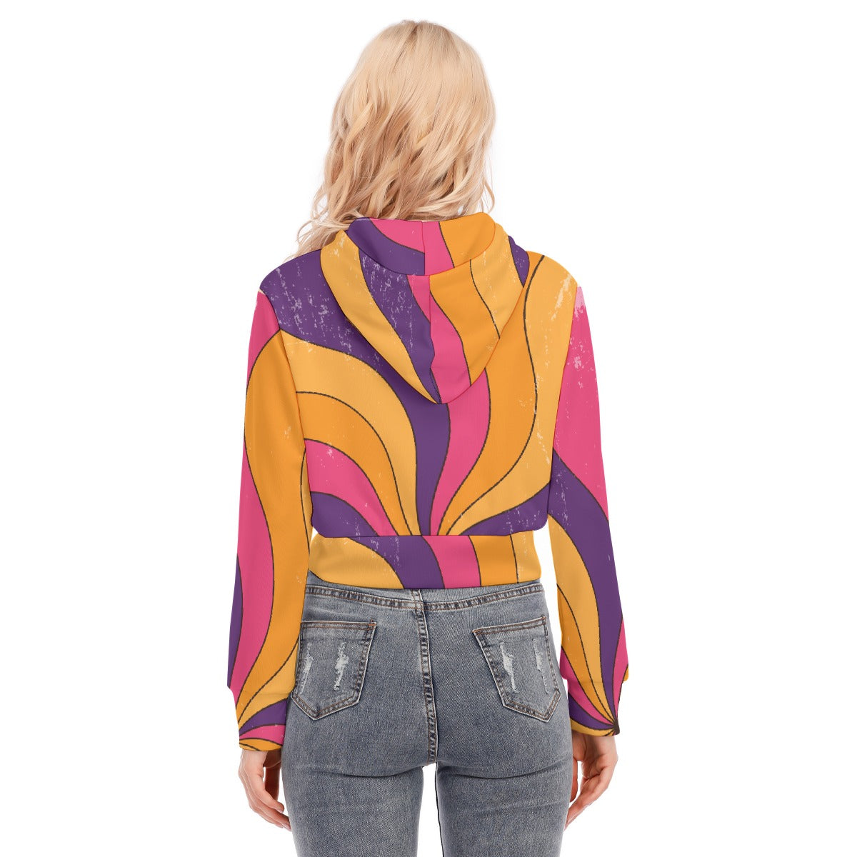 All-Over Print Women's Crop Top Hoodie With Zipper Closure
