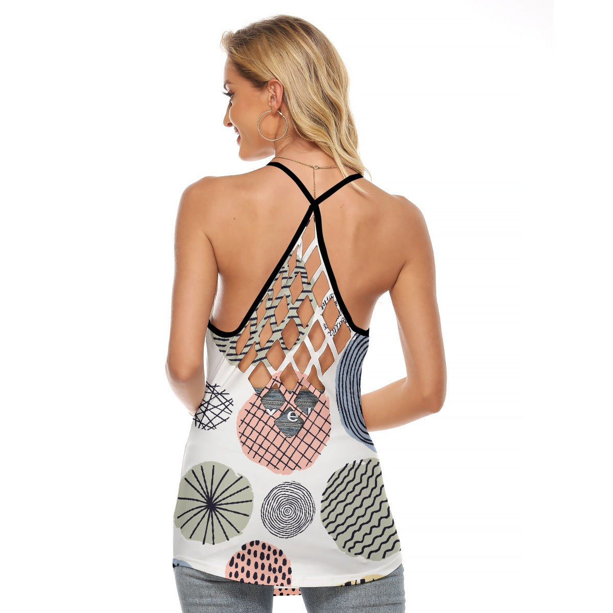All-Over Print Women's Criss-Cross Open Back Tank Top