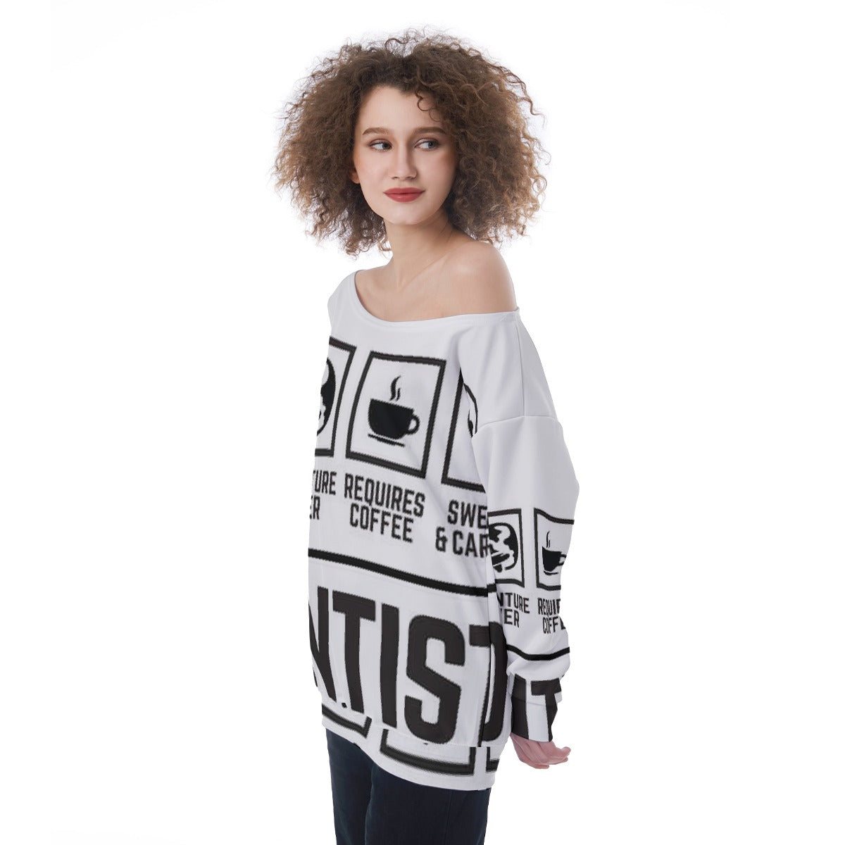 All-Over Print Oversized Women's Off-Shoulder Sweatshirt