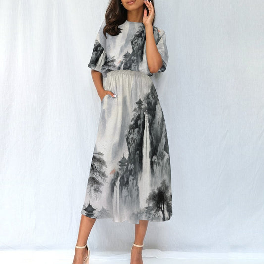 All-Over Print Women's Elastic Waist Dress