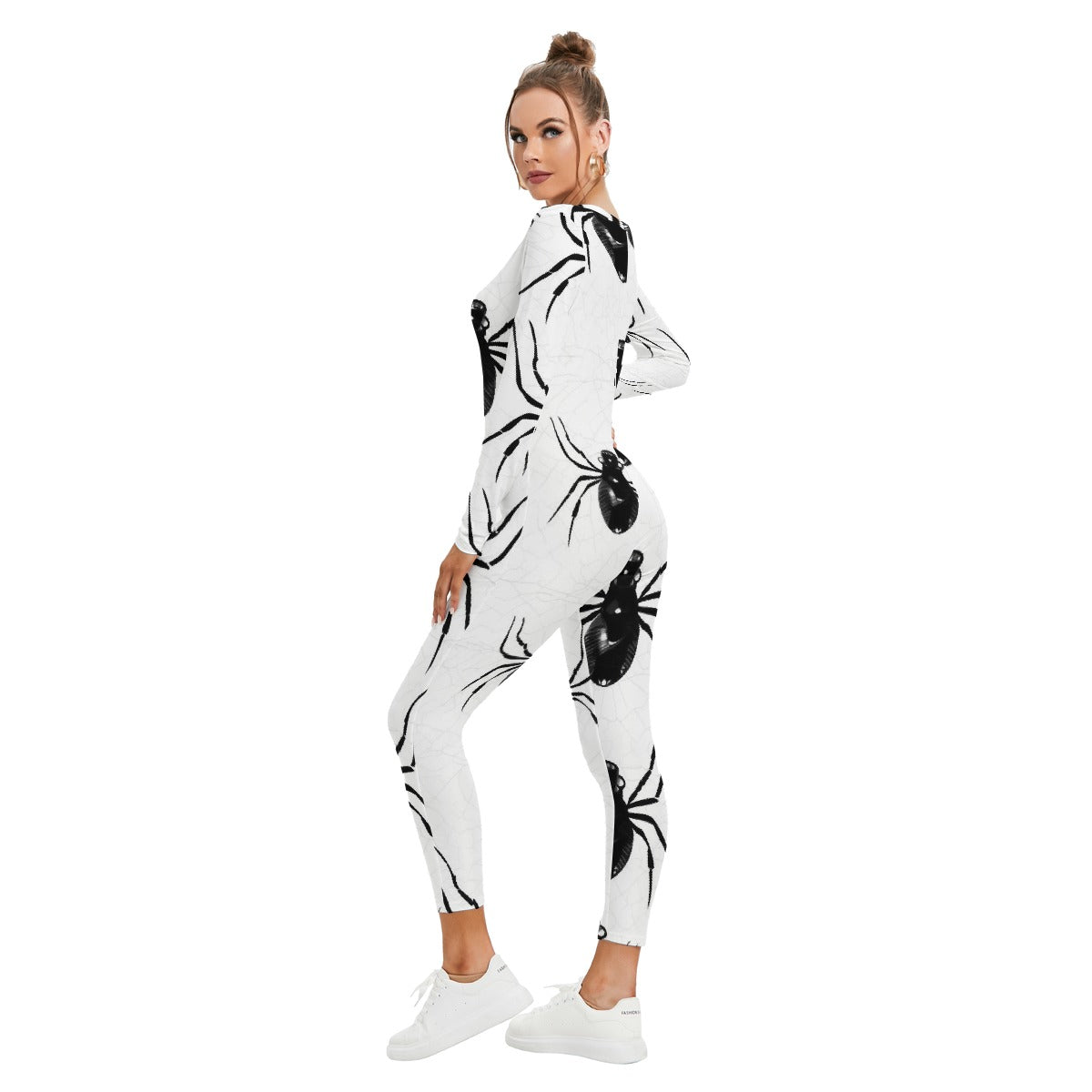 All-Over Print Women's Plunging Neck Jumpsuit