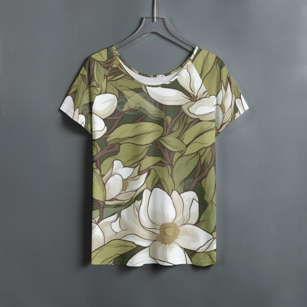 All-Over Print Women's Round Neck T-shirt With Raglan Sleeve