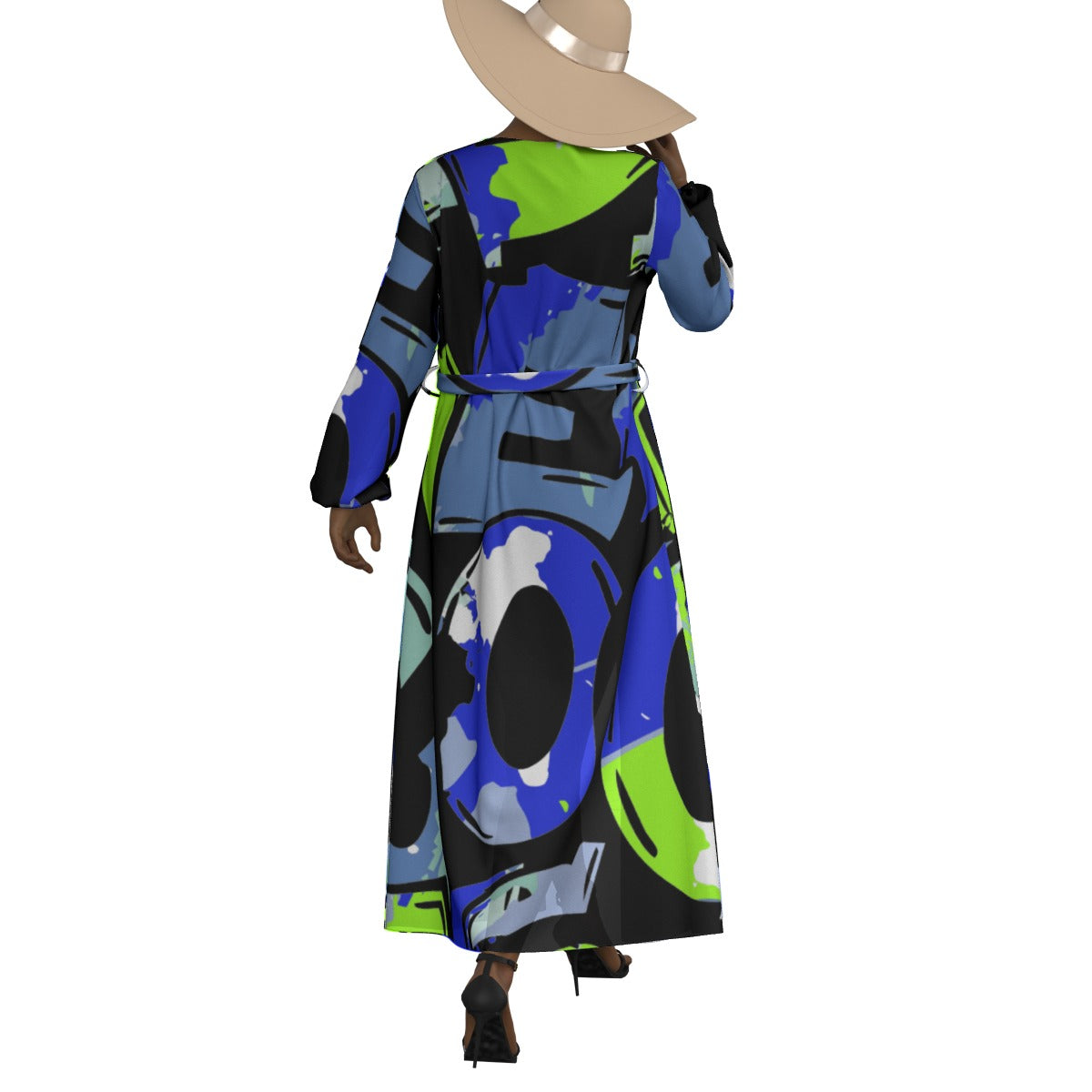 All-Over Print Women's Lace-up Chiffon Robe