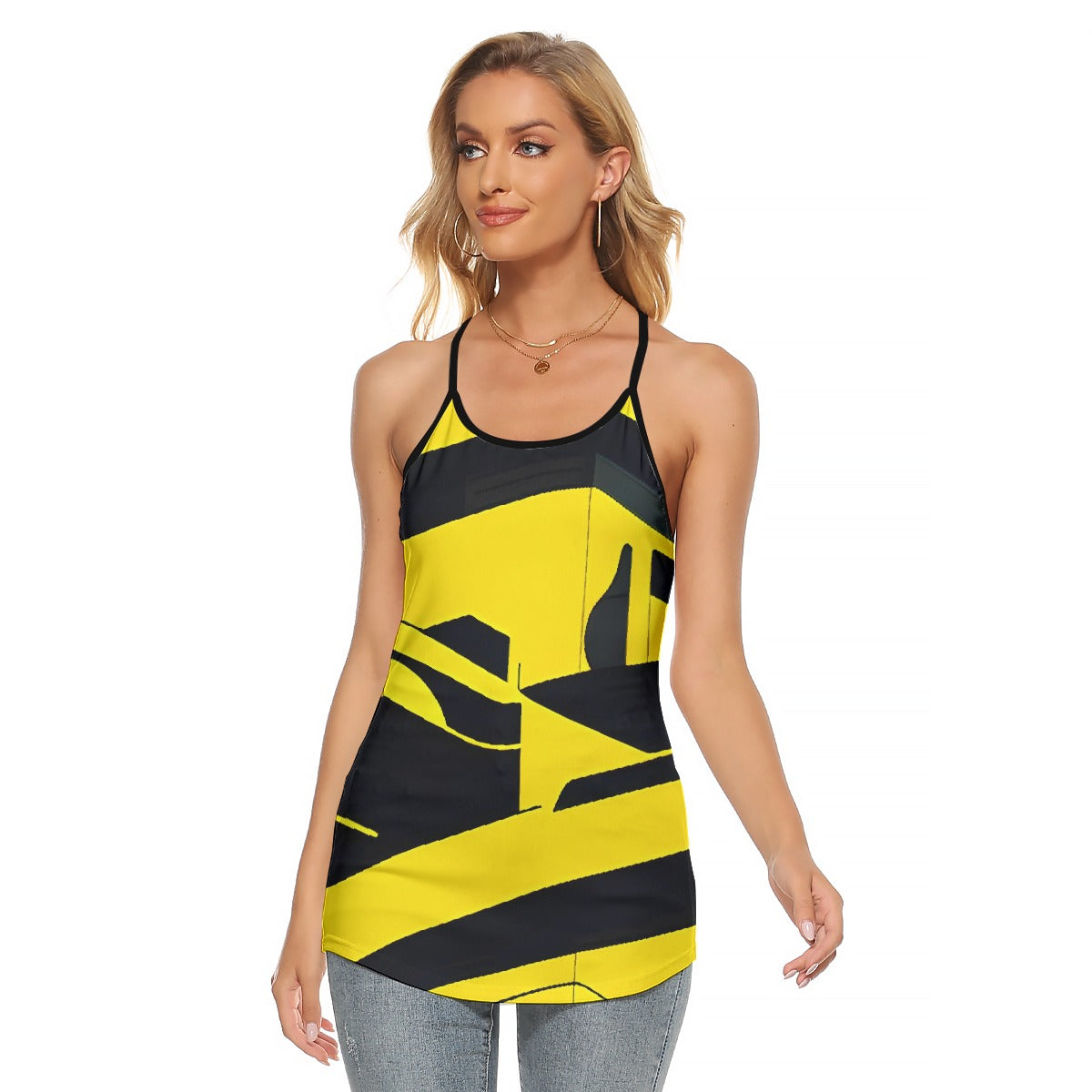 All-Over Print Women's Criss-Cross Open Back Tank Top