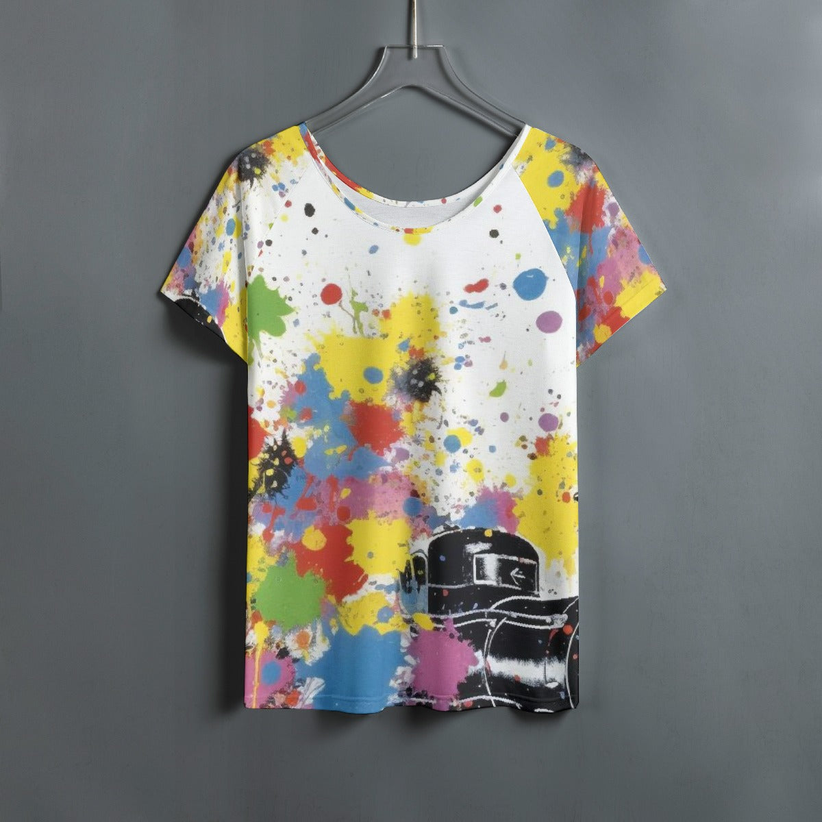 All-Over Print Women's Round Neck T-shirt With Raglan Sleeve
