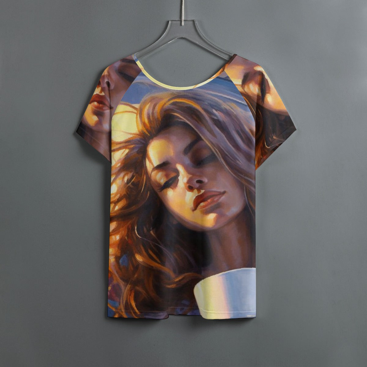 All-Over Print Women's Round Neck T-shirt With Raglan Sleeve
