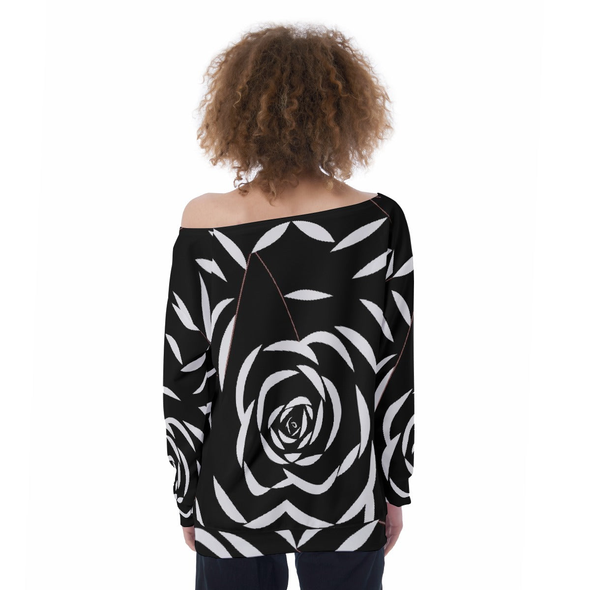 All-Over Print Oversized Women's Off-Shoulder Sweatshirt