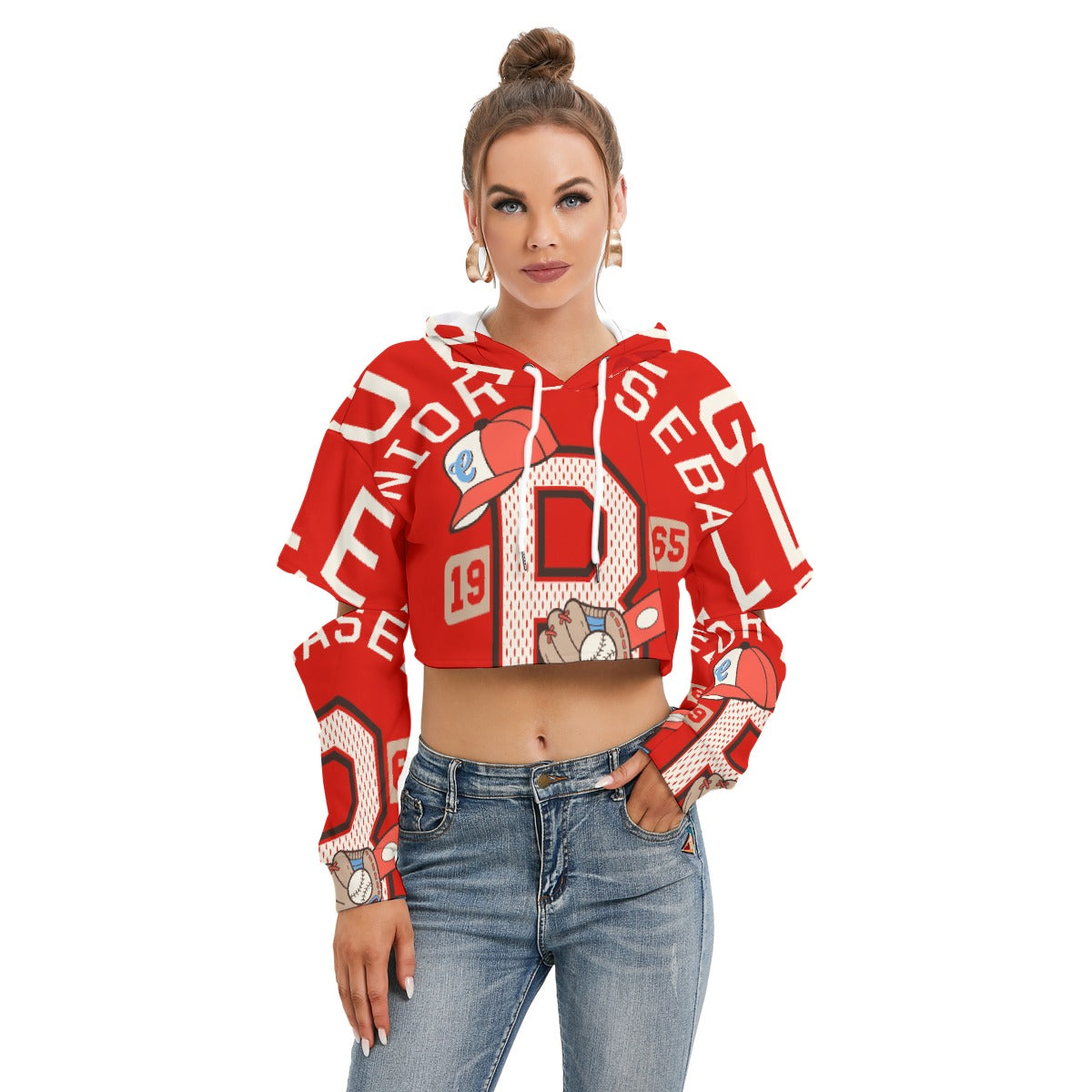 All-Over Print Women's Heavy Fleece Hoodie With Hollow Out Sleeve