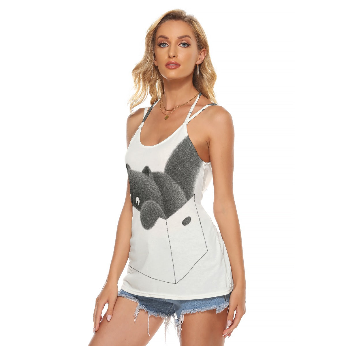 All-Over Print Women's Halter Top With Backless