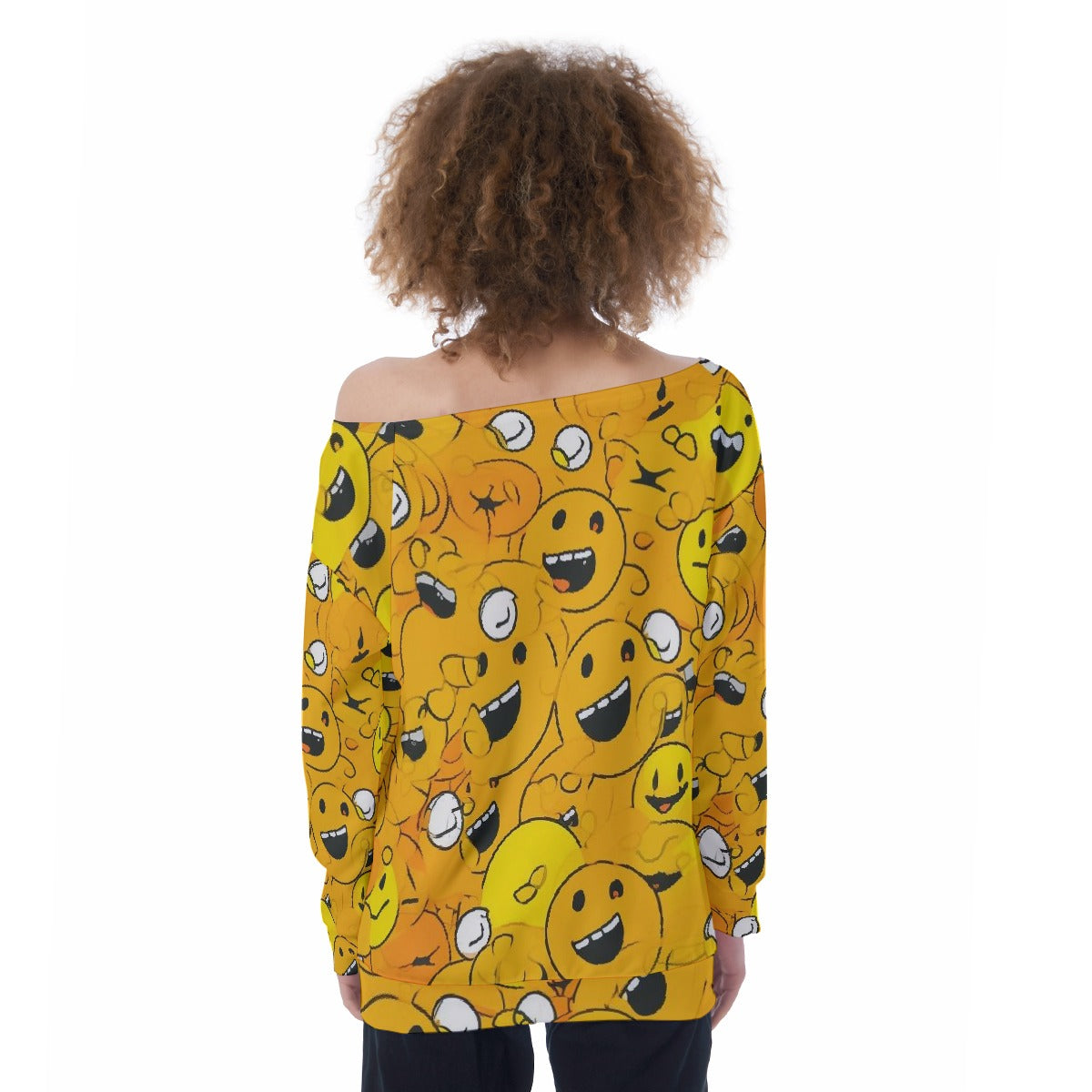 All-Over Print Oversized Women's Off-Shoulder Sweatshirt