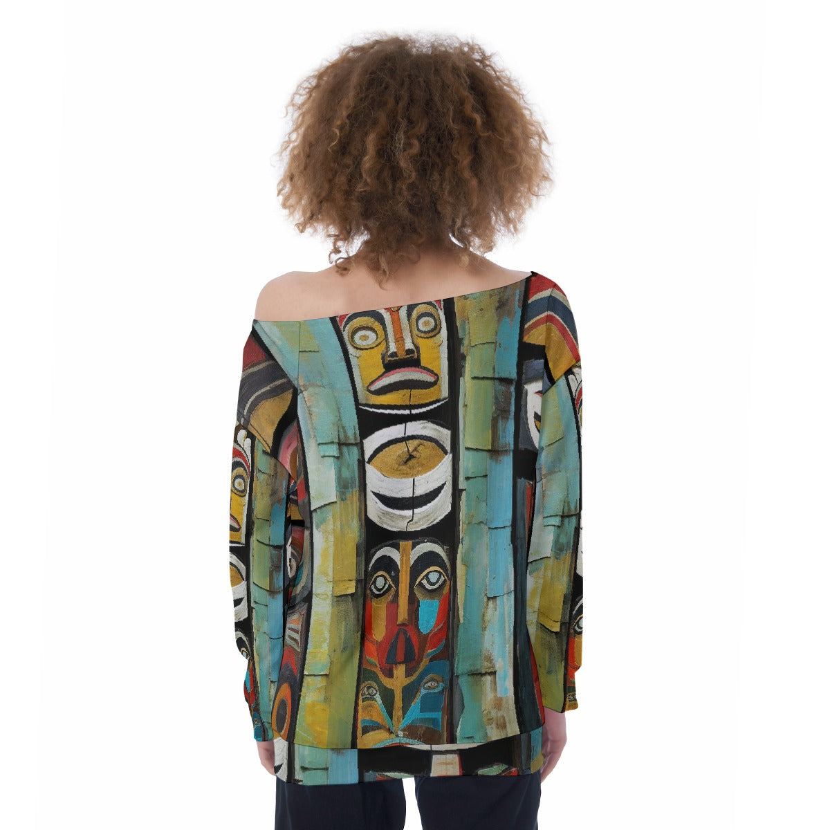 All-Over Print Oversized Women's Off-Shoulder Sweatshirt