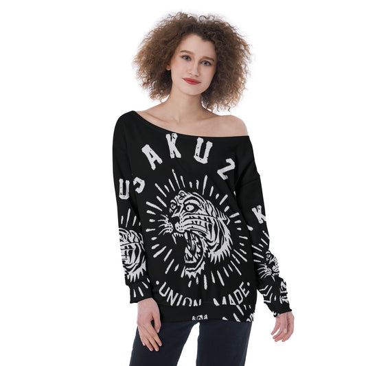 All-Over Print Oversized Women's Off-Shoulder Sweatshirt