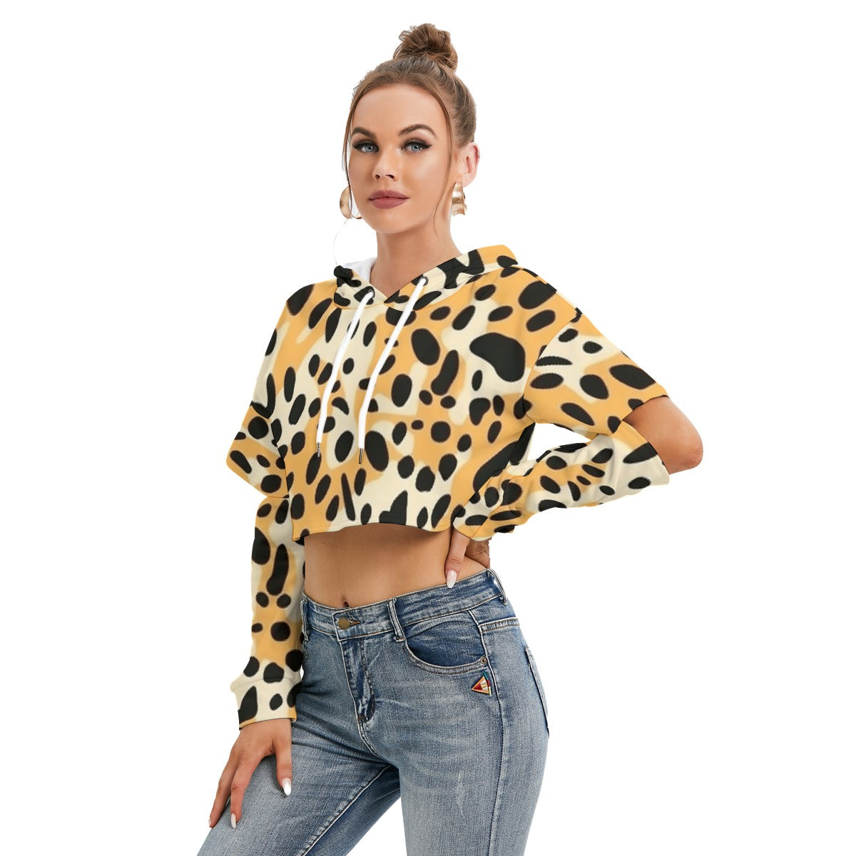 All-Over Print Women's Heavy Fleece Hoodie With Hollow Out Sleeve