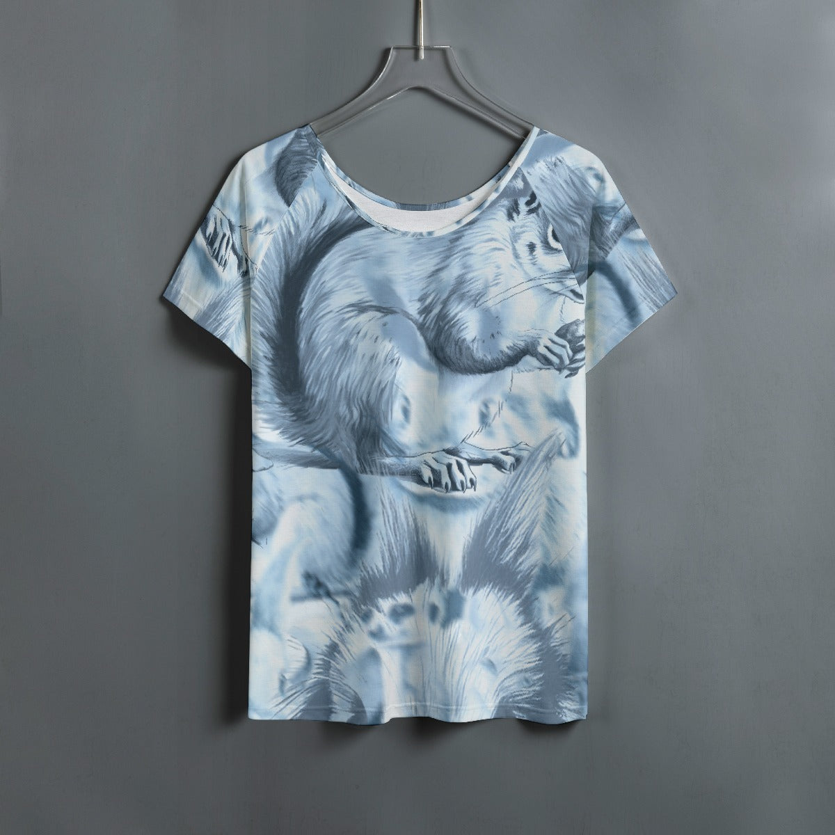 All-Over Print Women's Round Neck T-shirt With Raglan Sleeve