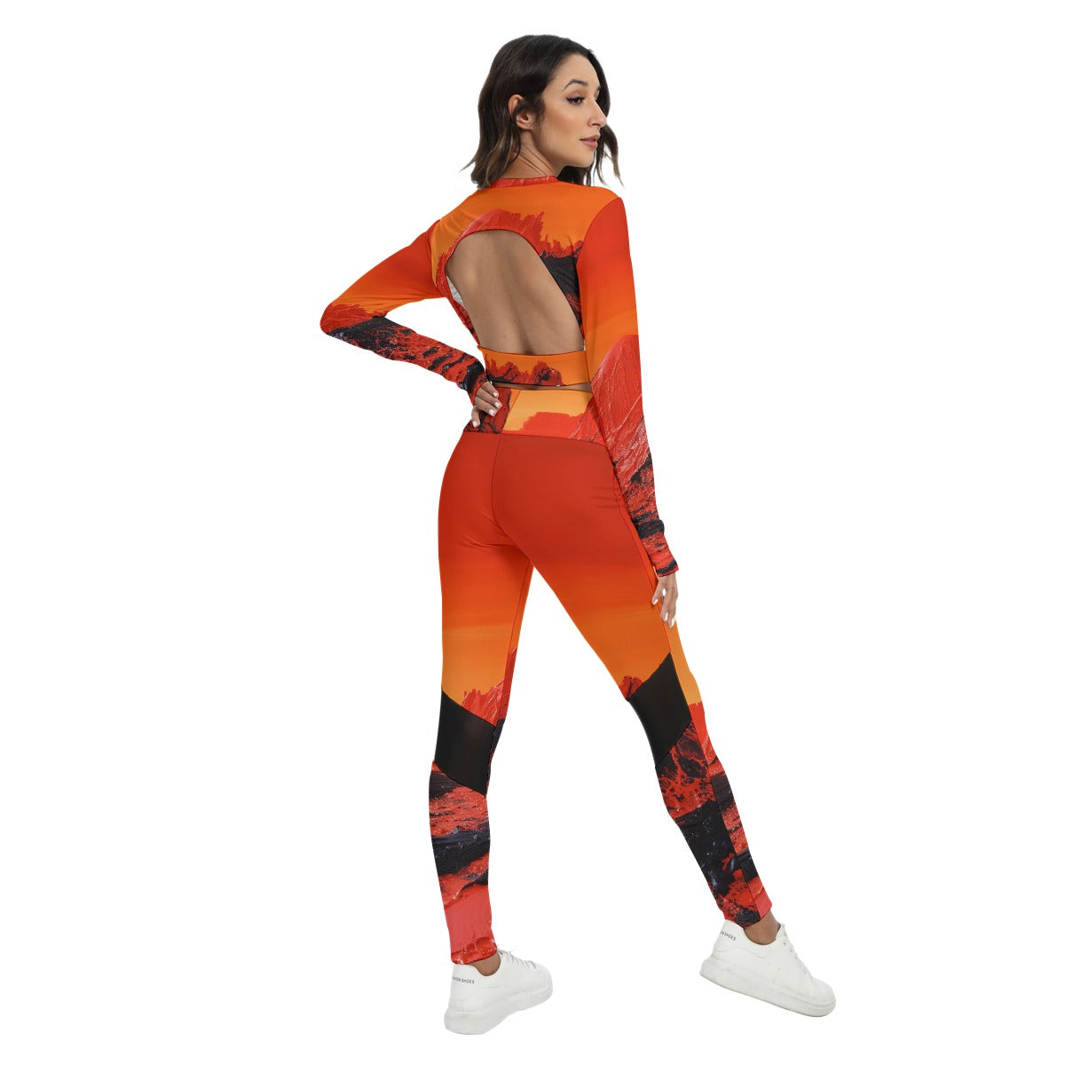 All-Over Print Women's Sport Set With Backless Top And Leggings