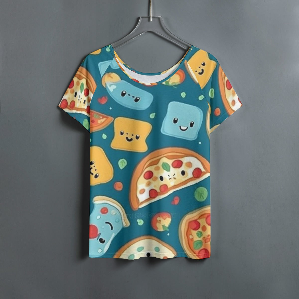 All-Over Print Women's Round Neck T-shirt With Raglan Sleeve