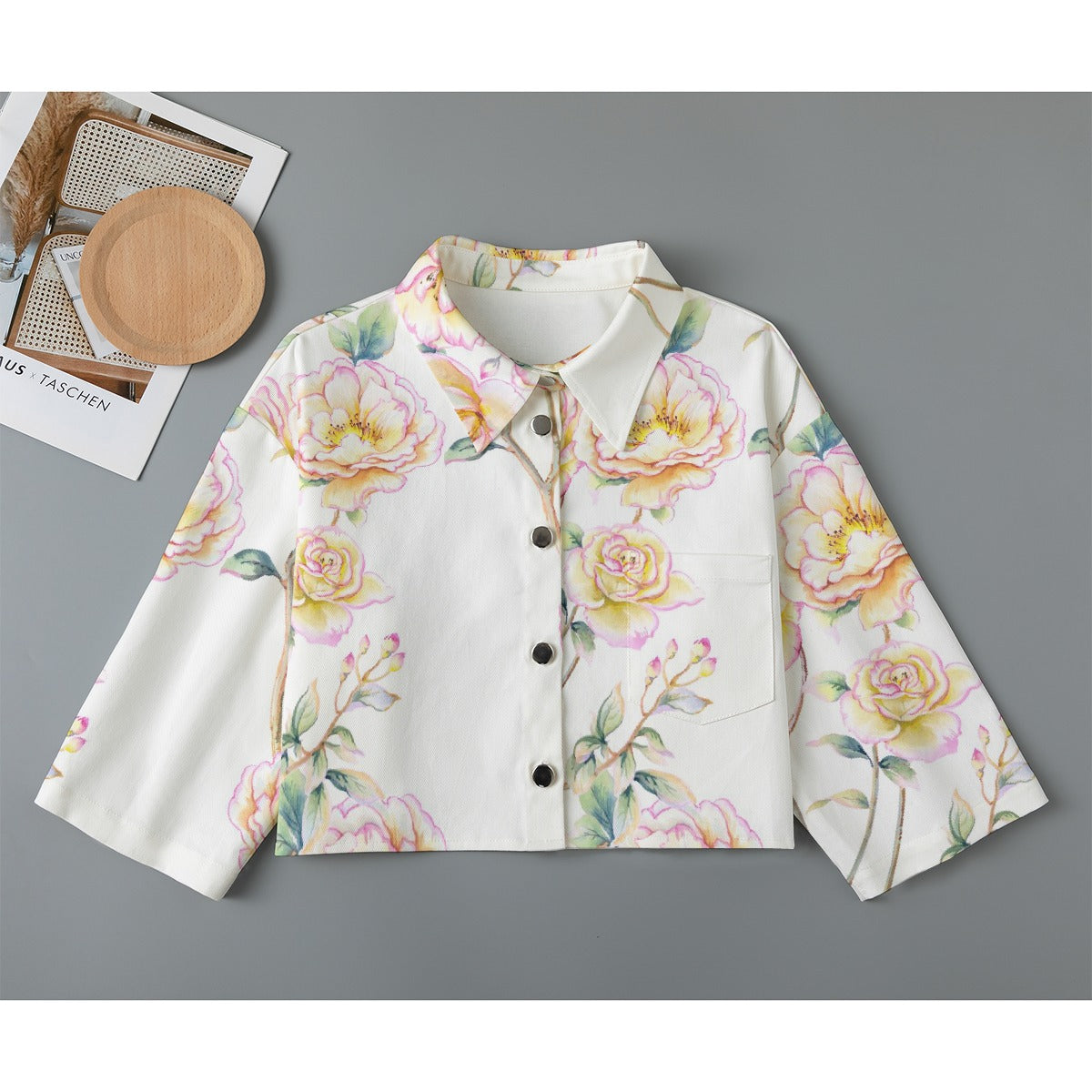 All-Over Print Women's Cropped Jacket | 245GSM Cotton