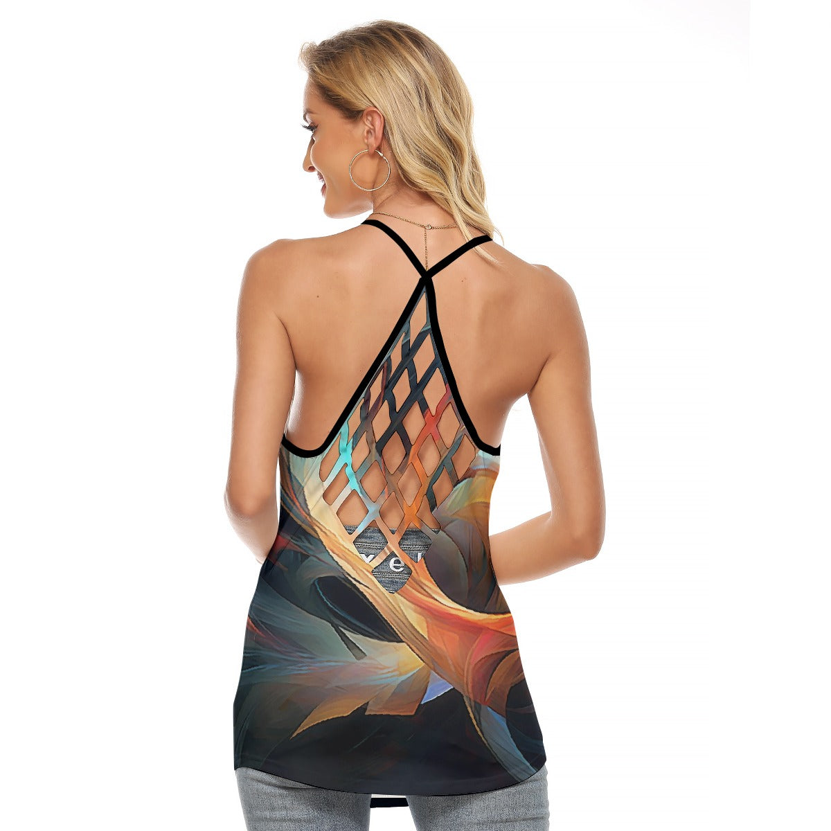 All-Over Print Women's Criss-Cross Open Back Tank Top