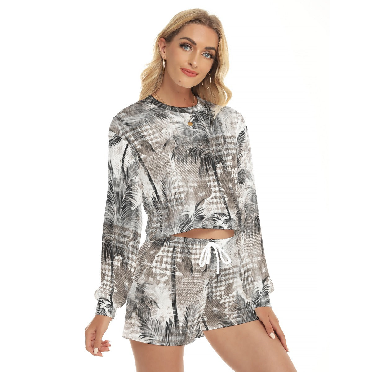 All-Over Print Women's Short Sweatshirt And Pants Suit