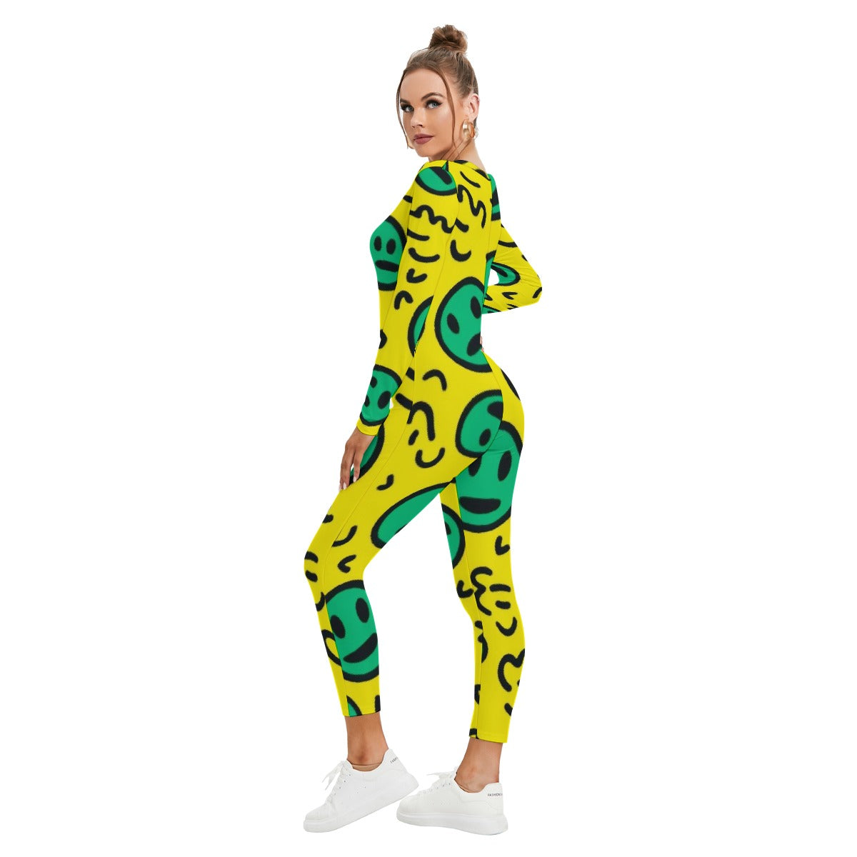 All-Over Print Women's Plunging Neck Jumpsuit