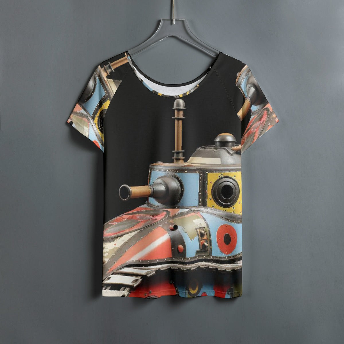 All-Over Print Women's Round Neck T-shirt With Raglan Sleeve