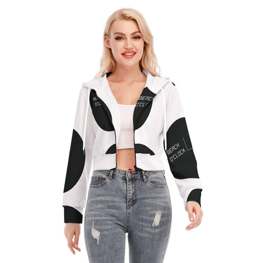 All-Over Print Women's Crop Top Hoodie With Zipper Closure