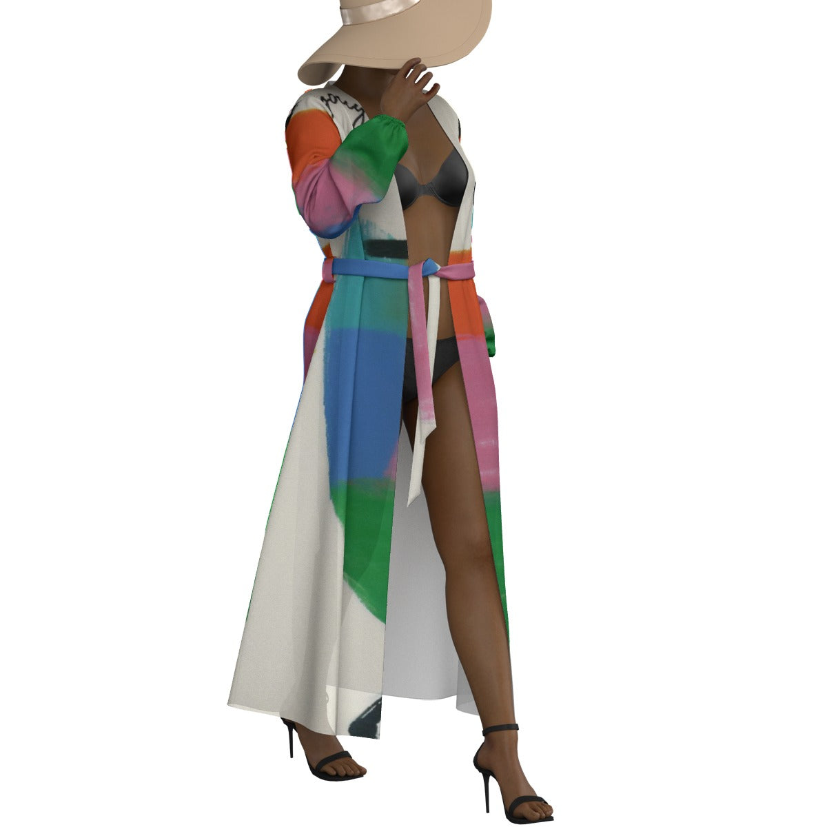 All-Over Print Women's Lace-up Chiffon Robe