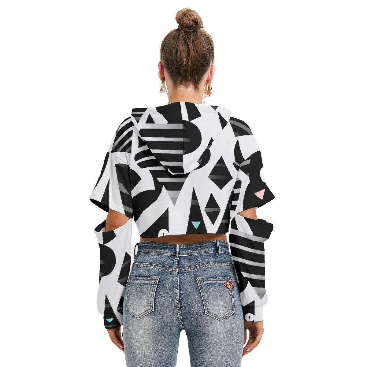All-Over Print Women's Heavy Fleece Hoodie With Hollow Out Sleeve