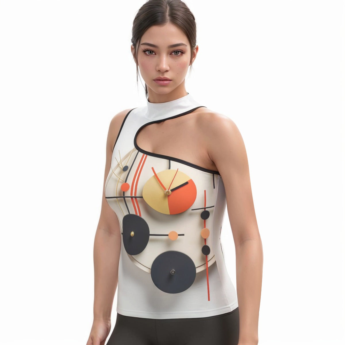 All-Over Print Women's Halter Sleeveless Asymmetrical Tank Top