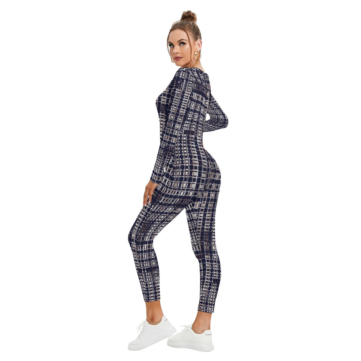All-Over Print Women's Plunging Neck Jumpsuit