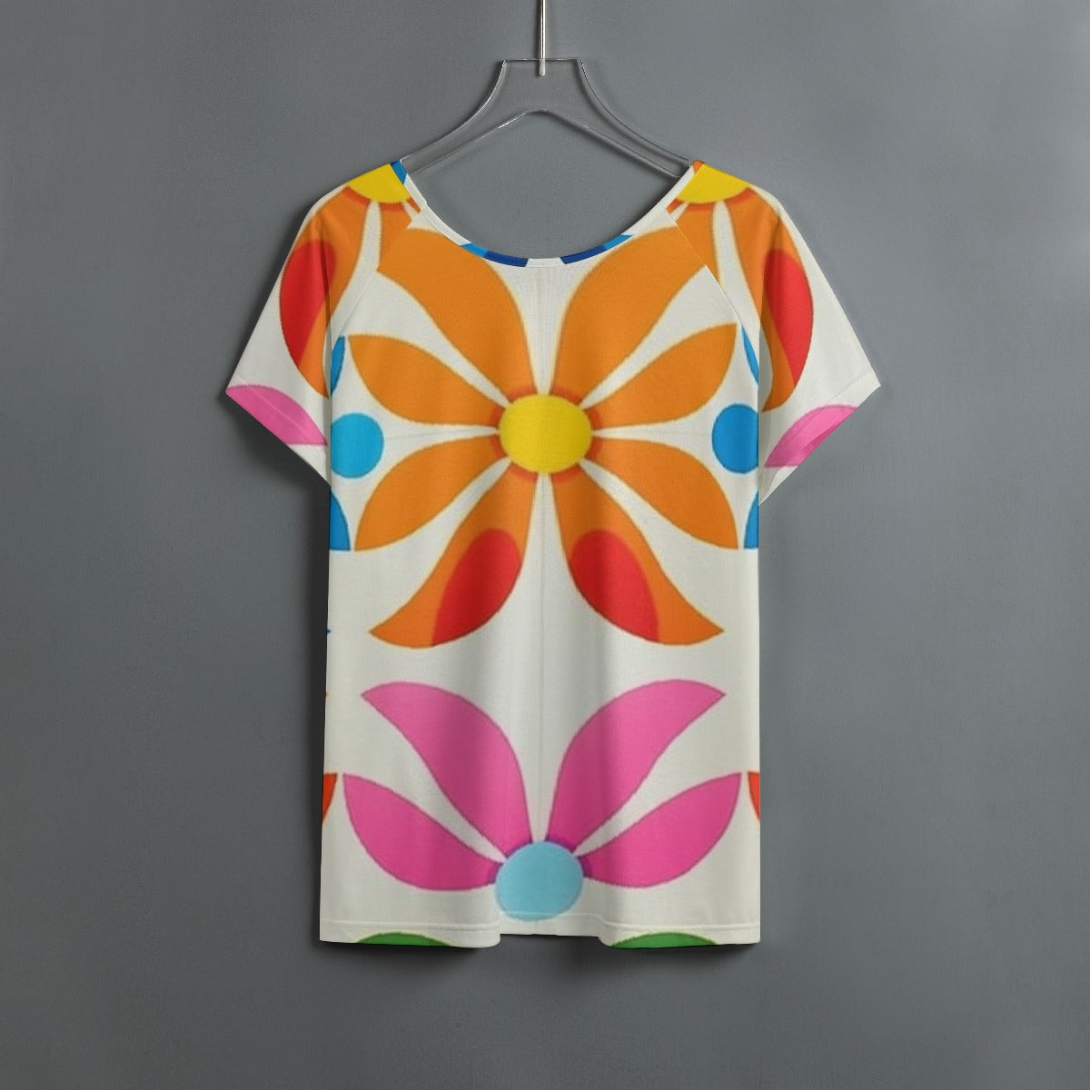 All-Over Print Women's Round Neck T-shirt With Raglan Sleeve