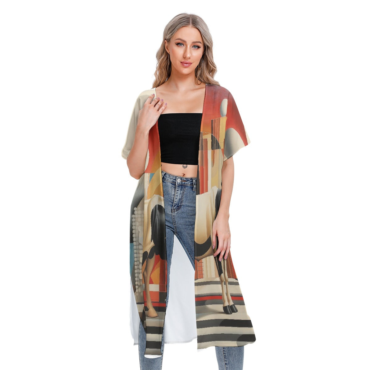 All-Over Print Women's Short Sleeve Cardigan