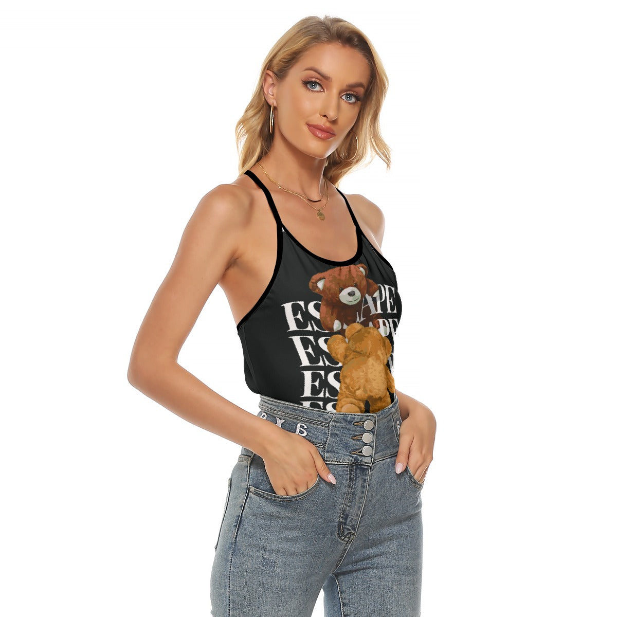 All-Over Print Women's Criss-Cross Open Back Tank Top