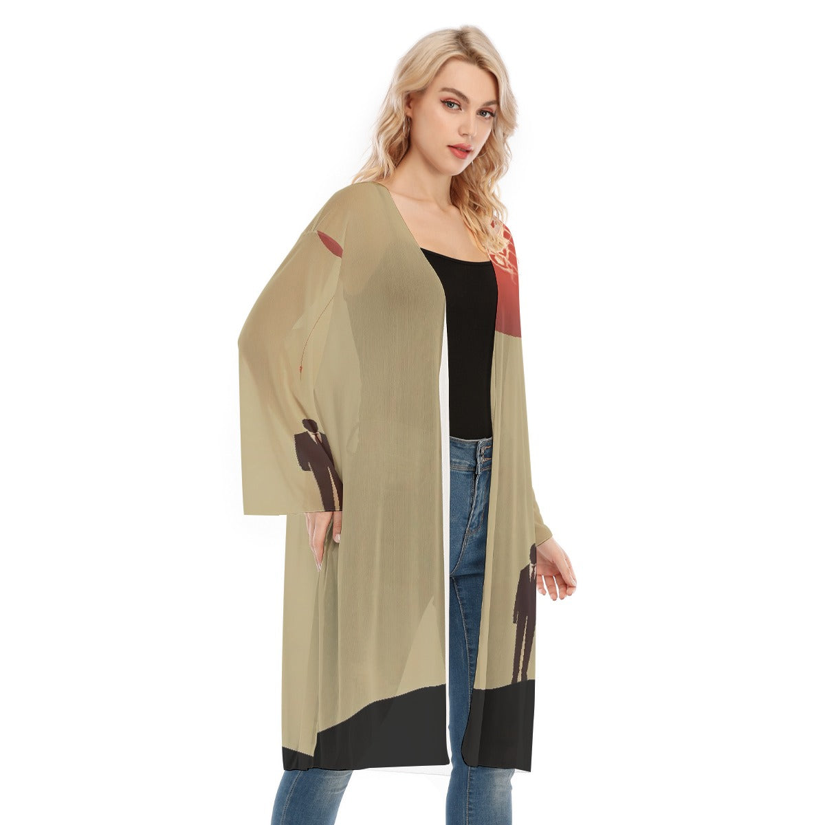 All- Over Print Women's Long Sleeve Mesh Cardigan