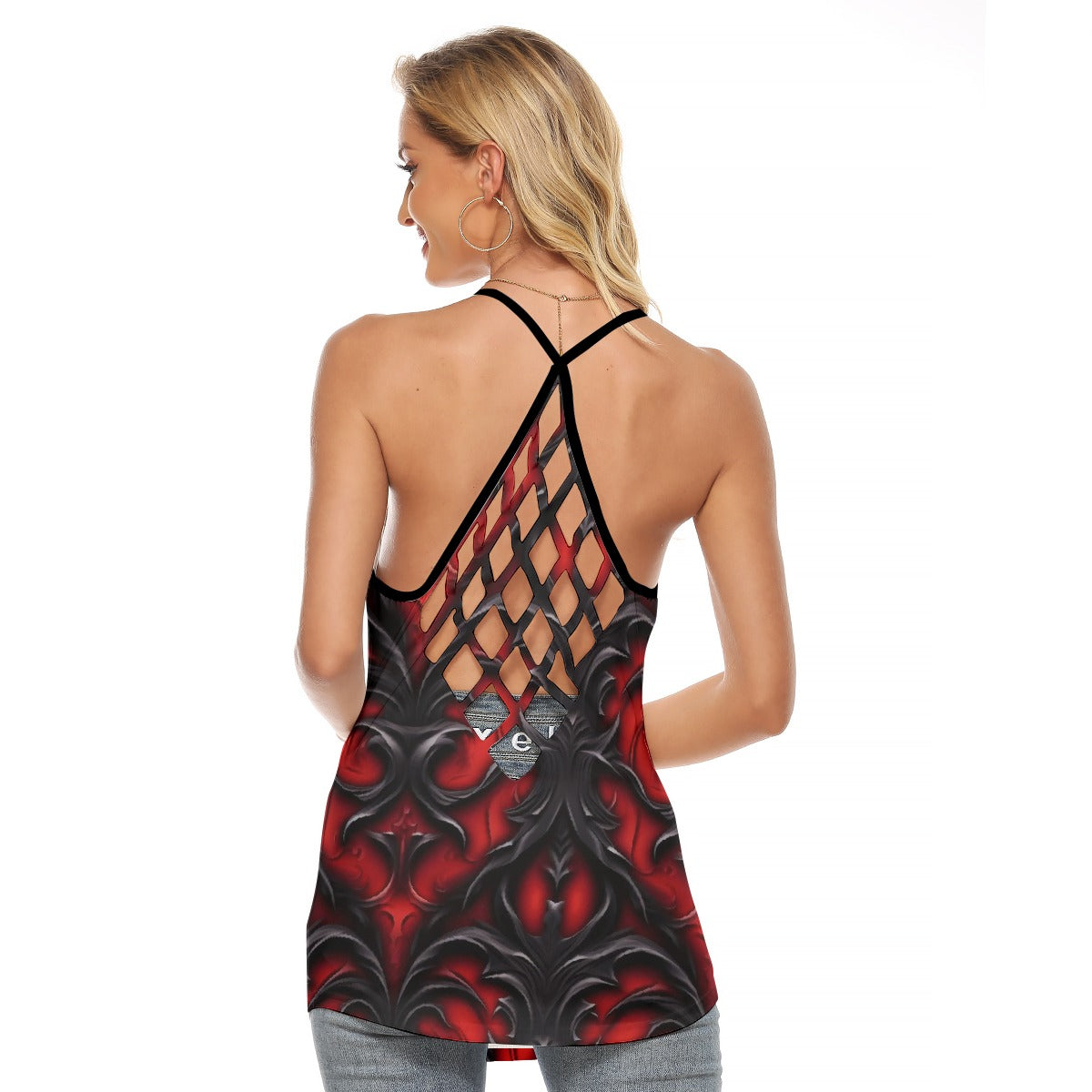All-Over Print Women's Criss-Cross Open Back Tank Top