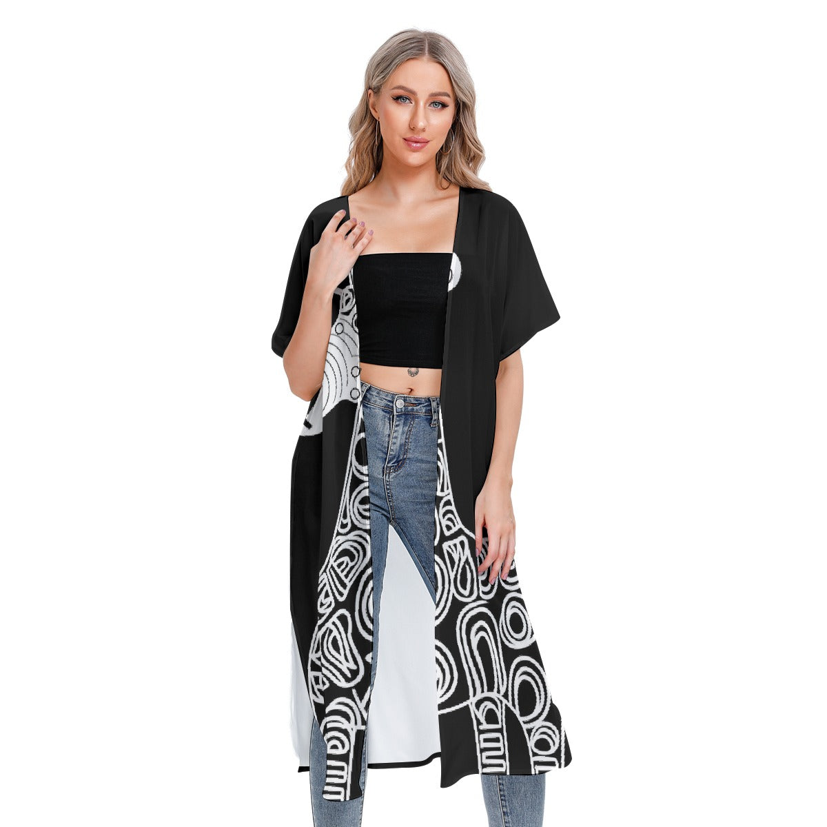 All-Over Print Women's Short Sleeve Cardigan
