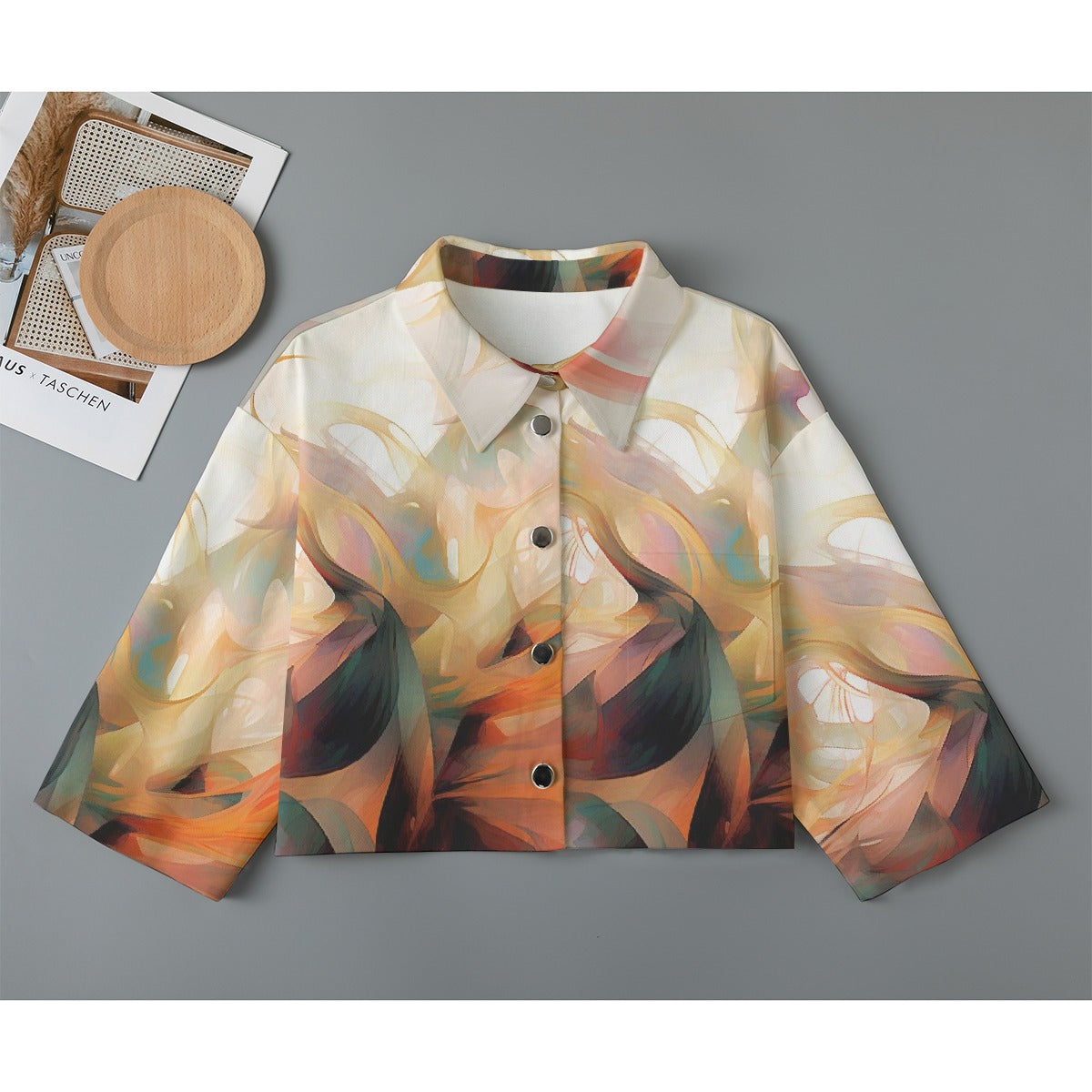 All-Over Print Women's Cropped Jacket | 245GSM Cotton