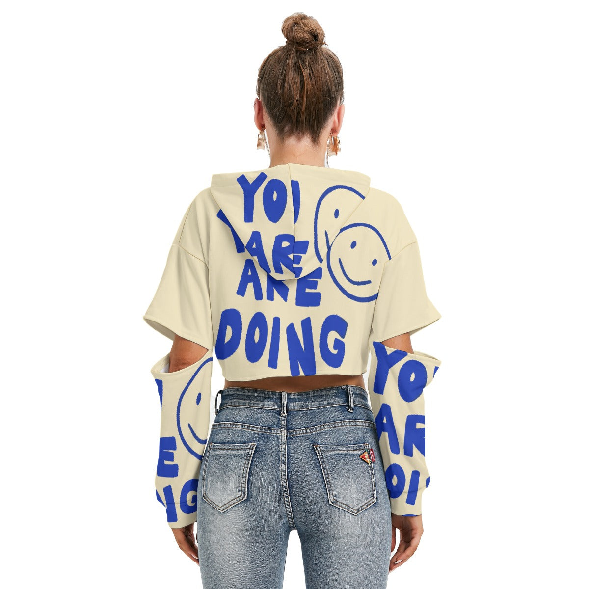 All-Over Print Women's Heavy Fleece Hoodie With Hollow Out Sleeve