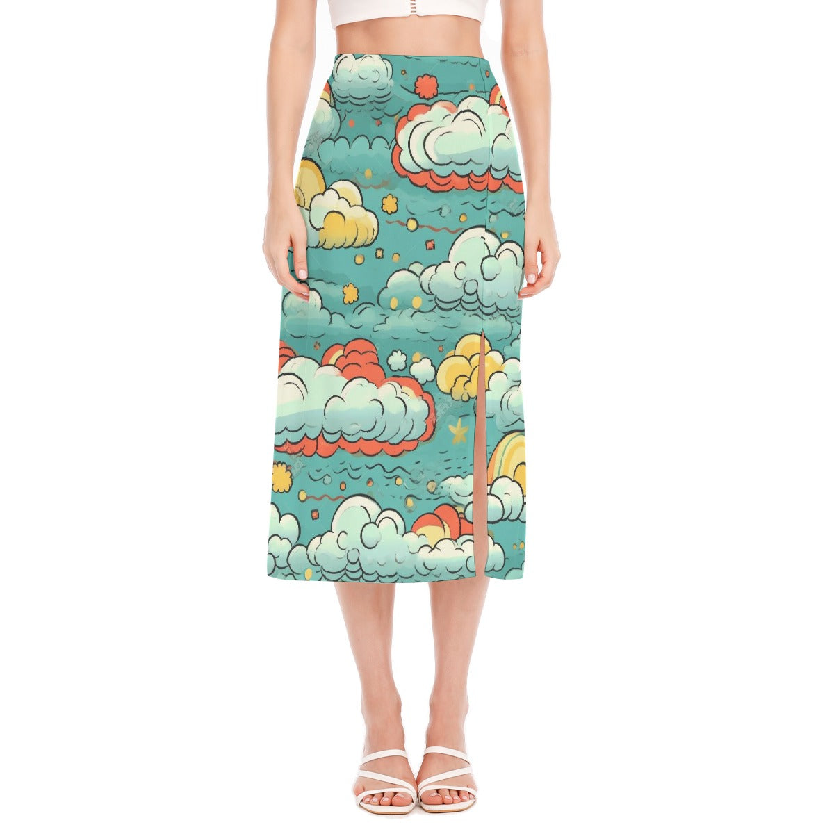 All-Over Print Women's High Slit Long Skirt