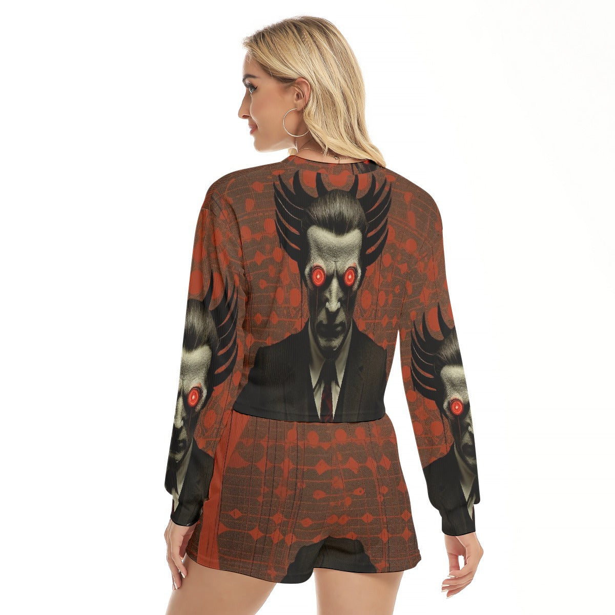 All-Over Print Women's Short Sweatshirt And Pants Suit