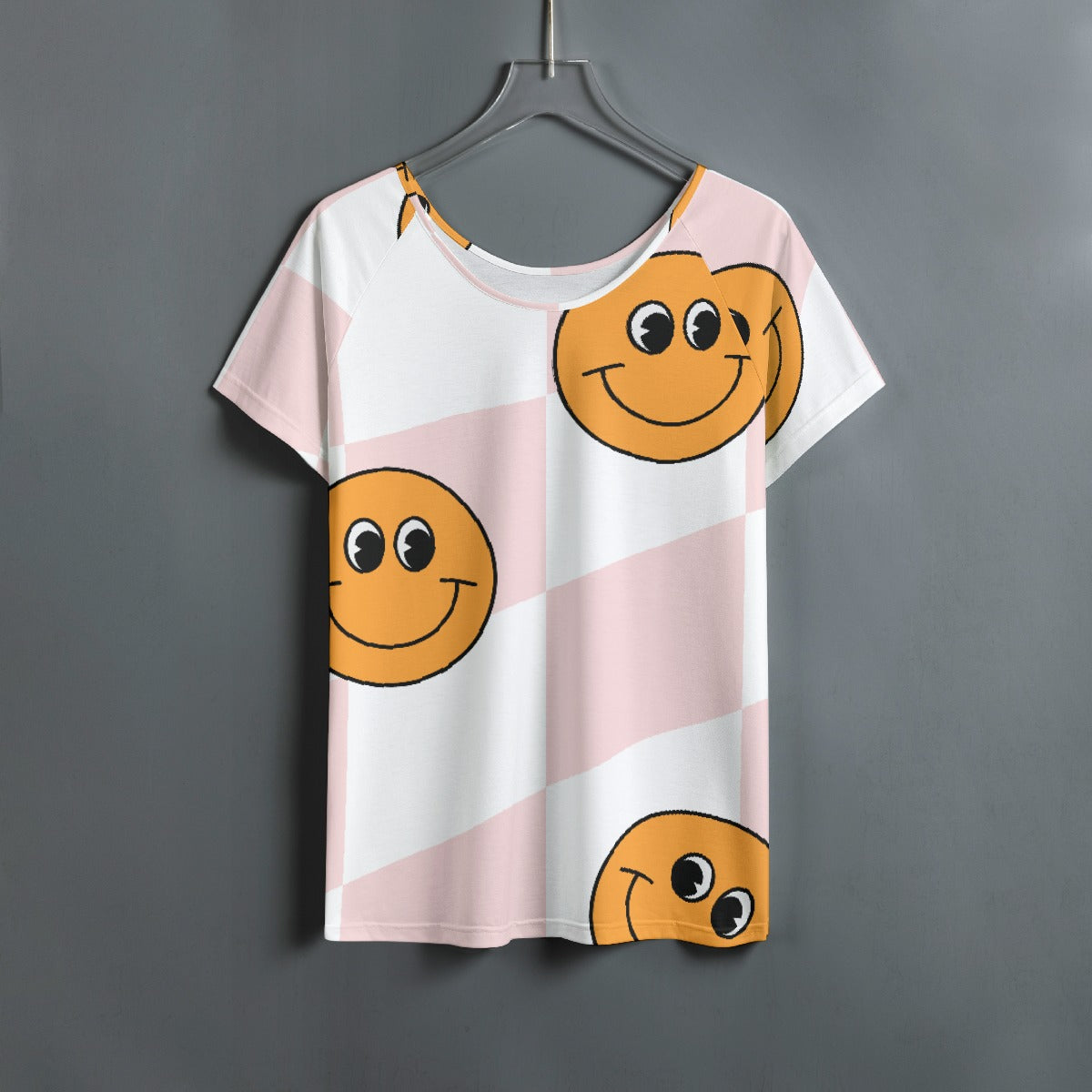 All-Over Print Women's Round Neck T-shirt With Raglan Sleeve